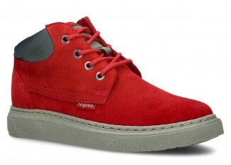 Dámské kotníkové boty NAGABA 615 červená velur kožené