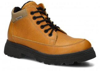 STŘEVÍCE PRO MLÁDEŽ MODEL 245 ŽLUTÁ MRAK KOŽENÉ + FLEECE - VELIKOST 37