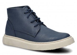 STŘEVÍCE PRO MLÁDEŽ MODEL 050 TMAVĚ MODRÁ MRAK KOŽENÉ + SÍŤKA - VELIKOST 37