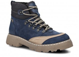 KOTNÍKOVÉ TREKOVÉ BOTY NAGABA 2851 TMAVĚ MODRÁ SAMUEL KOŽENÉ + FLEECE - 38
