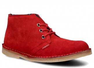 Kotníkové boty NAGABA 082 červená velur kožené