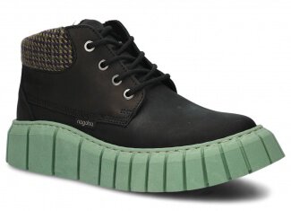 DÁMSKÉ KOTNÍKOVÉ BOTY NAGABA 320 ČERNÁ  CRAZY KOŽENÉ + FLEECE - VELIKOST 37