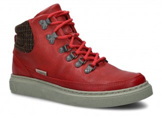 DÁMSKÉ KOTNÍKOVÉ BOTY NAGABA 617 ČERVENÁ MRAK KOŽENÉ + FLEECE - VELIKOST 37
