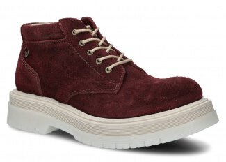 Dámské kotníkové boty EVENEMENT EV079 bordó velur wax kožené