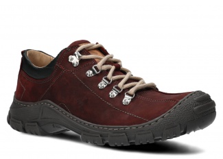 Pánské nízké trekové boty NAGABA 455 HOCZ bordó crazy kožené