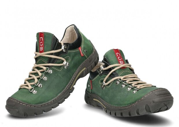 Nízké trekové boty NAGABA 055 zelená crazy kožené