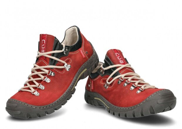 Nízké trekové boty NAGABA 055 červená crazy kožené