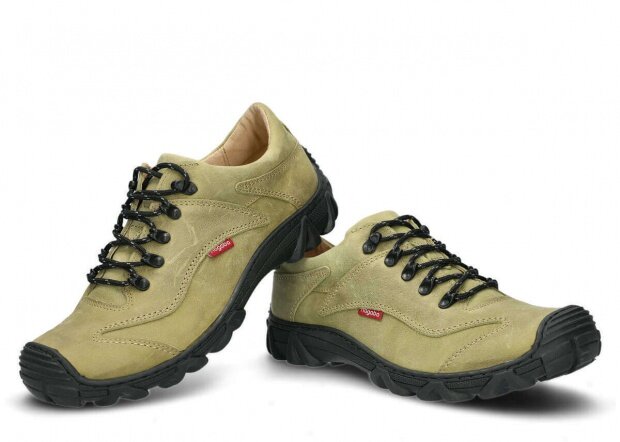 Pánské nízké trekové boty NAGABA 400 zelená barka kožené
