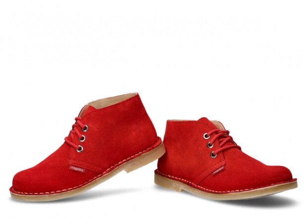 Kotníkové boty NAGABA 082 červená velur kožené