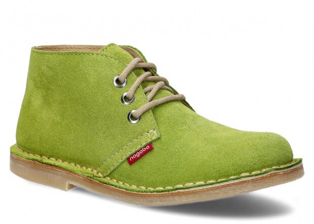 Kotníkové boty NAGABA 082 jasně zelená velur kožené