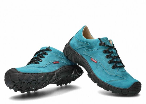 Pánské nízké trekové boty NAGABA 400 tyrkysová crazy kožené