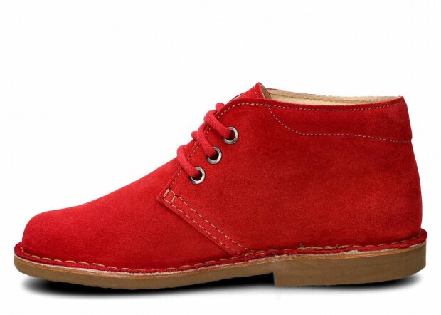 Kotníkové boty NAGABA 074 červená velur kožené