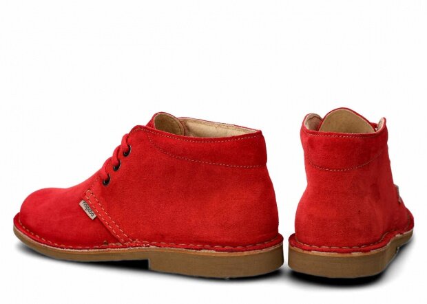Kotníkové boty NAGABA 074 červená velur kožené