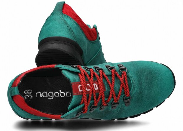 Nízké trekové boty NAGABA 070 smaragdová crazy kožené