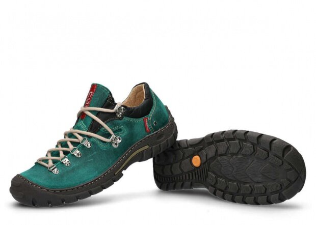 Nízké trekové boty NAGABA 055 smaragdová crazy kožené