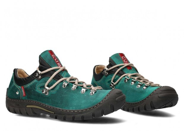 Nízké trekové boty NAGABA 055 smaragdová crazy kožené
