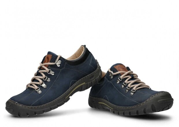 Pánské nízké trekové boty NAGABA 455 tmavě modrá crazy kožené