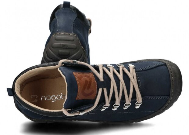 Pánské kotníkové trekové boty NAGABA 456 tmavě modrá crazy kožené
