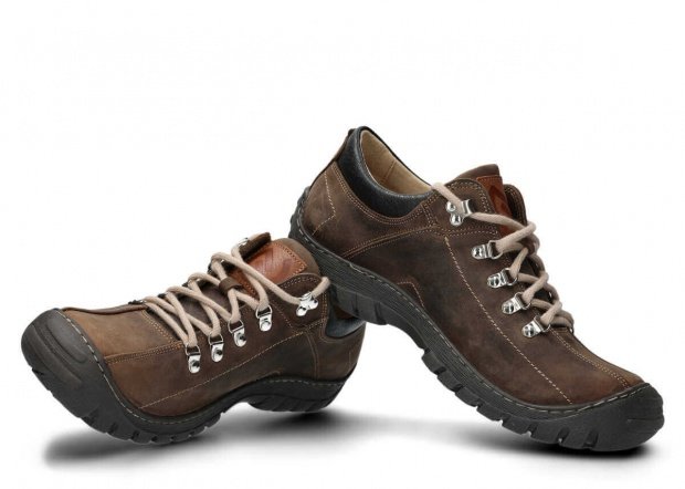 Pánské nízké trekové boty NAGABA 455 olivová crazy kožené