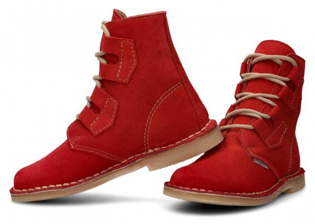 Kotníkové boty NAGABA 187 červená velur kožené