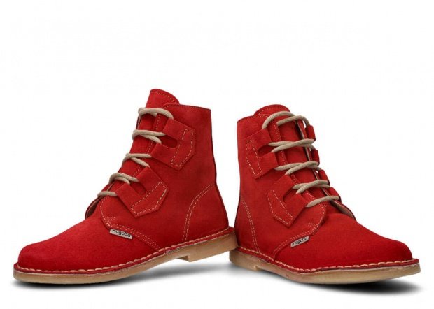 Kotníkové boty NAGABA 187 červená velur kožené