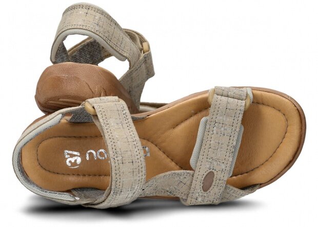 Dámské sandály NAGABA 168 béžová velur+přetisk kožené 