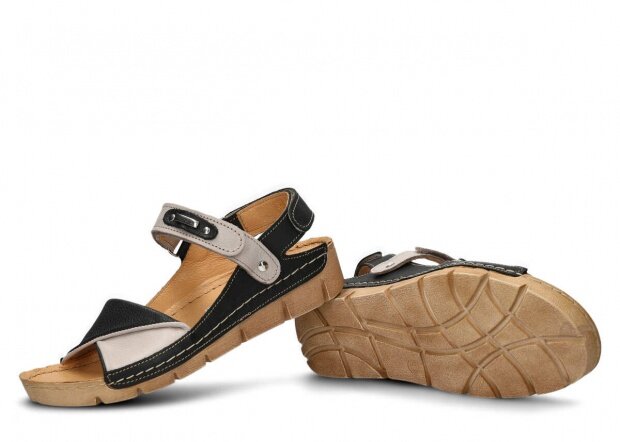Dámské sandály NAGABA 309 černá+jasně popelavá rustic kožené