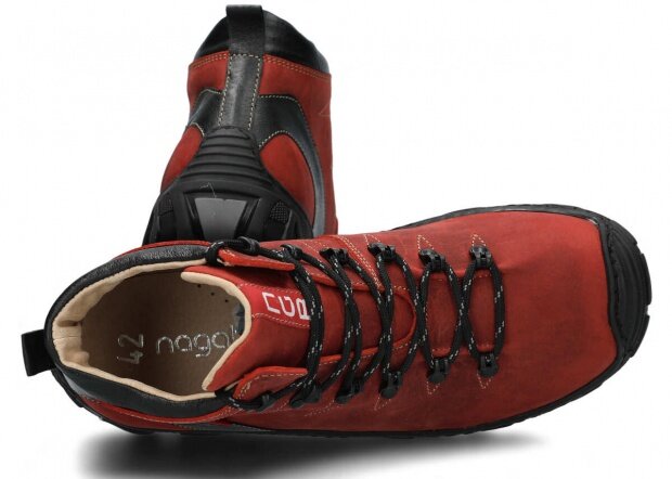Pánské kotníkové trekové boty NAGABA 403 červená crazy kožené