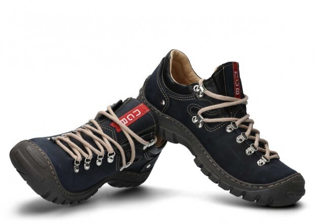 Nízké trekové boty NAGABA 055 tmavě modrá crazy kožené