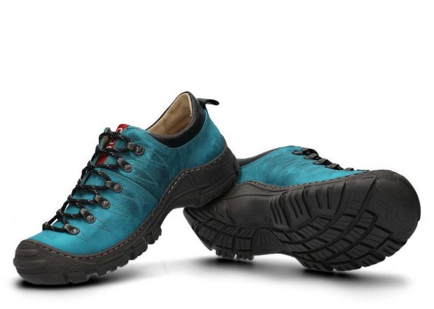 Pánské nízké trekové boty NAGABA 444 tyrkysová crazy kožené