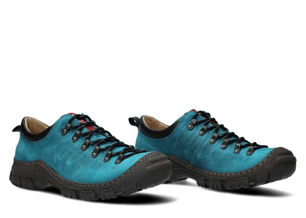 Pánské nízké trekové boty NAGABA 444 tyrkysová crazy kožené