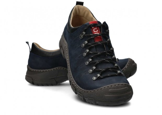 Pánské nízké trekové boty NAGABA 444 tmavě modrá crazy kožené