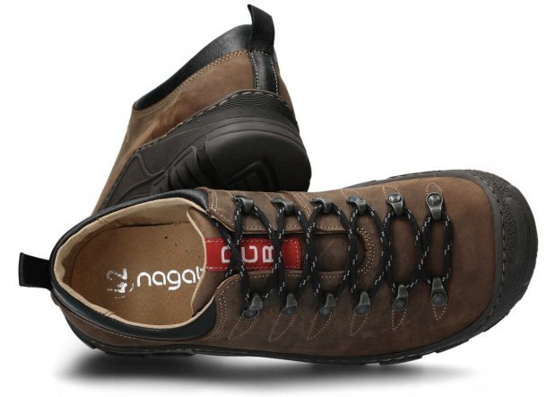 Pánské nízké trekové boty NAGABA 444 olivová crazy kožené