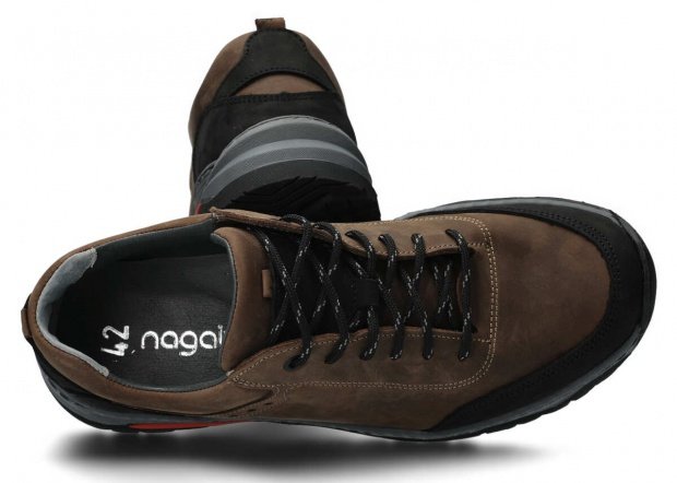 Pánské nízké trekové boty NAGABA 408 olivová crazy kožené