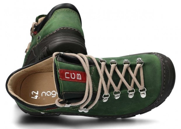 Pánské nízké trekové boty NAGABA 055 zelená crazy kožené