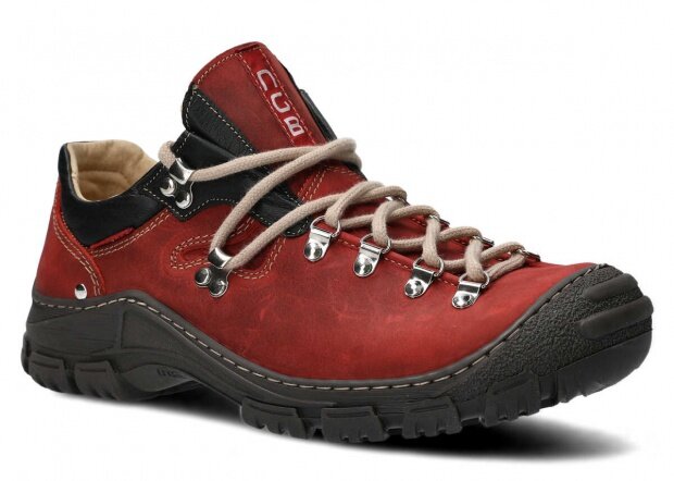 Pánské nízké trekové boty NAGABA 055 červená crazy kožené