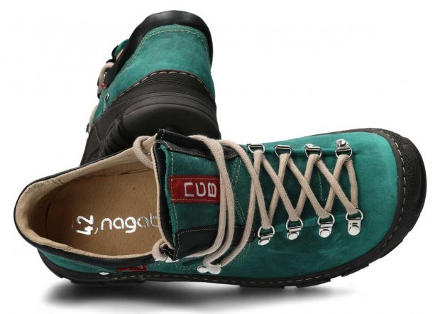 Pánské nízké trekové boty NAGABA 055 smaragdová crazy kožené
