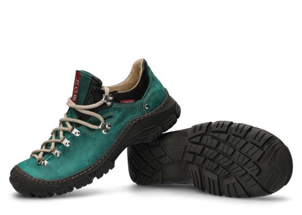 Pánské nízké trekové boty NAGABA 055 smaragdová crazy kožené