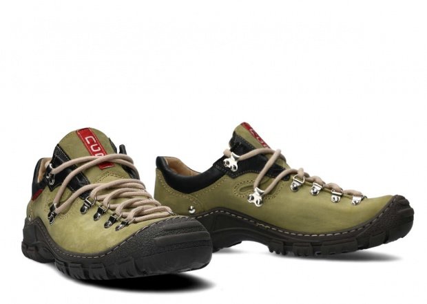 Pánské nízké trekové boty NAGABA 055 zelená barka kožené