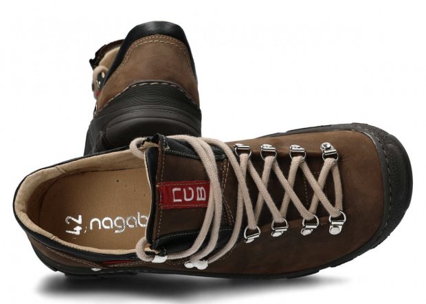 Pánské nízké trekové boty NAGABA 055 olivová crazy kožené