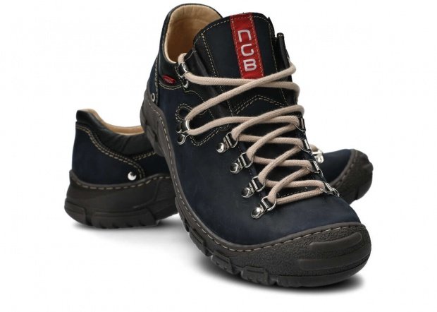 Pánské nízké trekové boty NAGABA 055 tmavě modrá crazy kožené