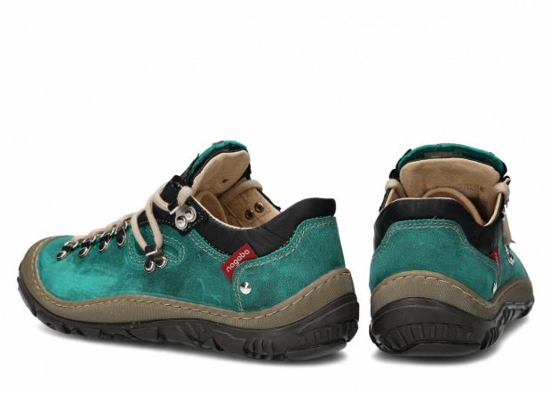 Nízké trekové boty NAGABA 054 smaragdová crazy kožené