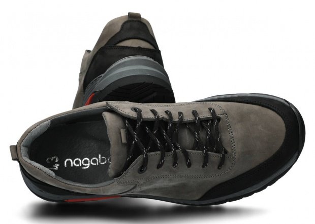 Pánské nízké trekové boty NAGABA 408 šedá crazy kožené