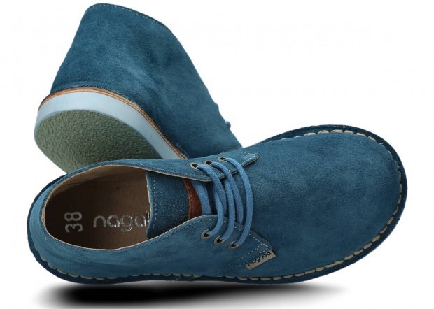 Kotníkové boty NAGABA 082 modrá velur kožené