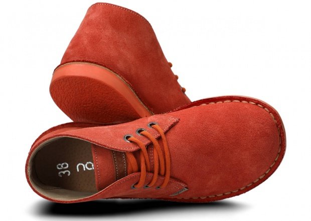 Kotníkové boty NAGABA 082 korálová velur kožené