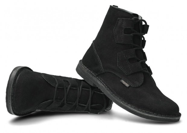 Kotníkové boty NAGABA 187 černá velur kožené