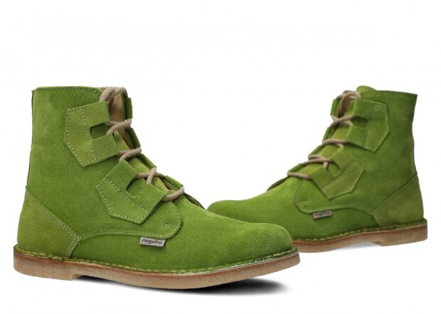 Kotníkové boty NAGABA 187 jasně zelená velur kožené
