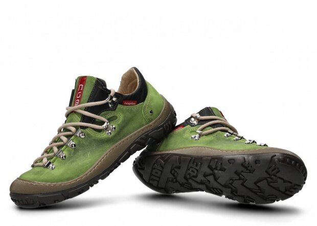 Nízké trekové boty NAGABA 054 jasně zelená crazy kožené