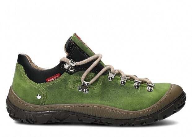 Nízké trekové boty NAGABA 054 jasně zelená crazy kožené