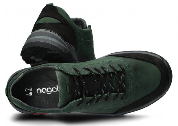 Pánské nízké trekové boty NAGABA 408 zelená crazy kožené
